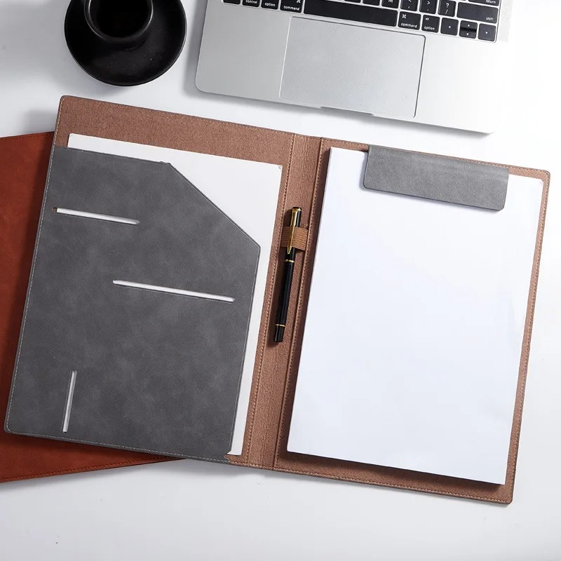 Leather Work Folder - حافظة مستندات جلدية سوداء مقاس A4