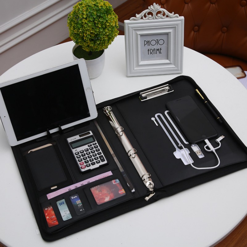 Leather Work Folder - مجلد مؤتمرات A4 متعدد الوظائف، مجلد