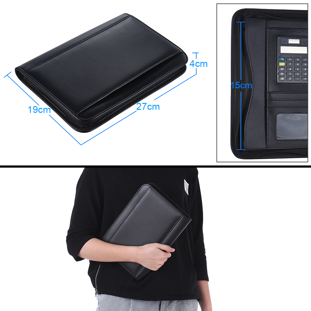 محفظة جلد صناعي بإغلاق بسحّاب  - مراجعة Leather Work Folder وسعره